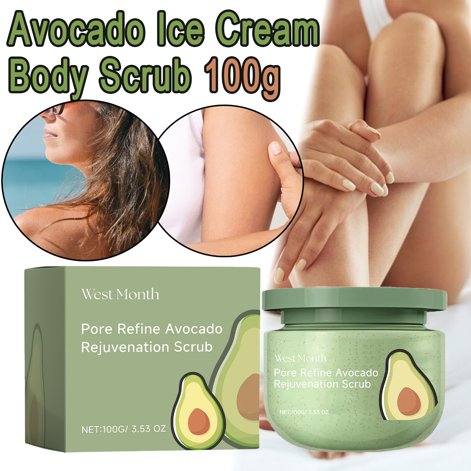 Avocado Ice Cream Body Scrub 1 - Luxury Glow Skincare incelemesi ve fiyatı