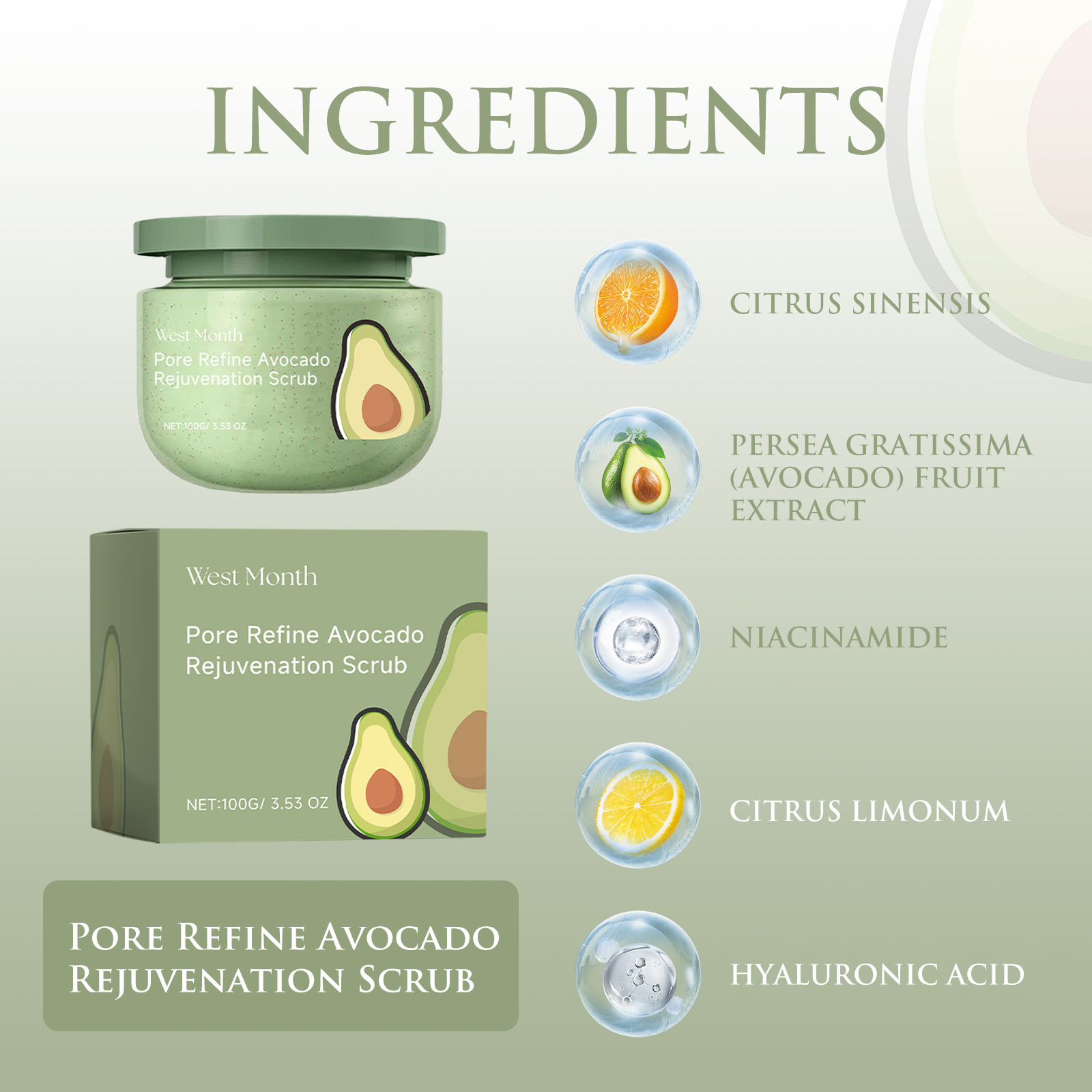 Avocado Ice Cream Body Scrub 1 - Luxury Glow Skincare incelemesi ve fiyatı